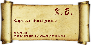 Kapsza Benignusz névjegykártya